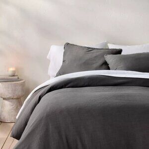 Casaluna Dark Gray King Size Heavyweight Duvet Cover Linen & Rayon COVER ONLY